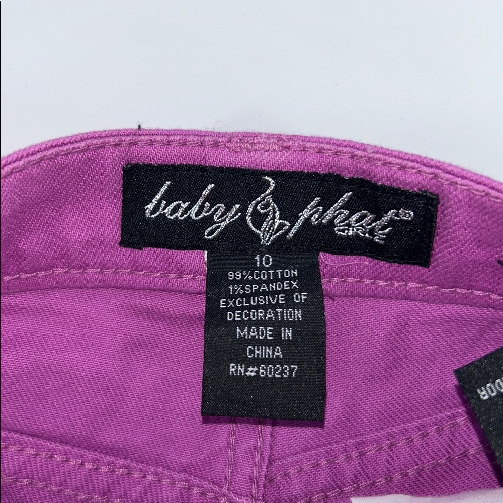 Baby Phat Purple Denim Shorts Size 10 Embroidered Pockets Y2K - Picture 2 of 10